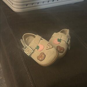 Bebe Cream Baby Shoes with Bear and Strawberry Design